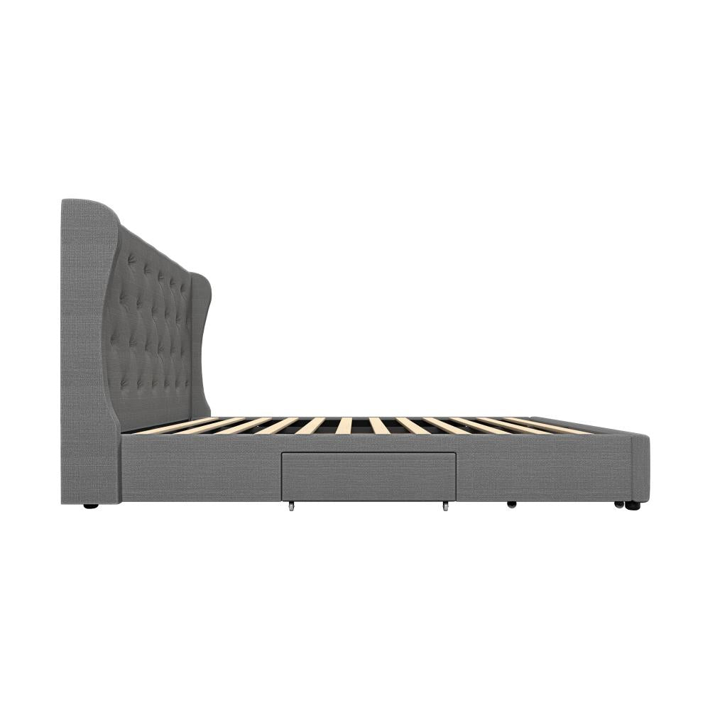 Oikiture Bed Frame Double Size Frames with 4 Storage Drawers Collection-Bed Frames-PEROZ Accessories