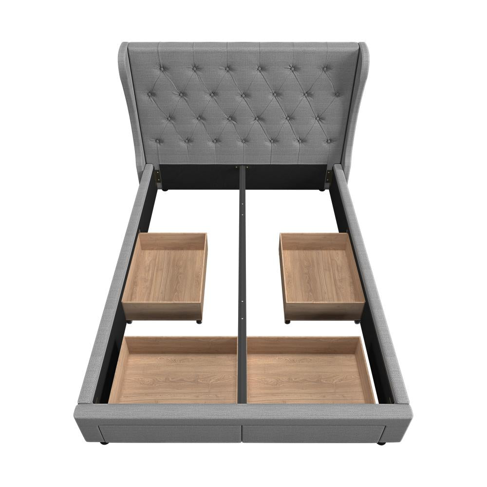 Oikiture Bed Frame Double Size Frames with 4 Storage Drawers Collection-Bed Frames-PEROZ Accessories