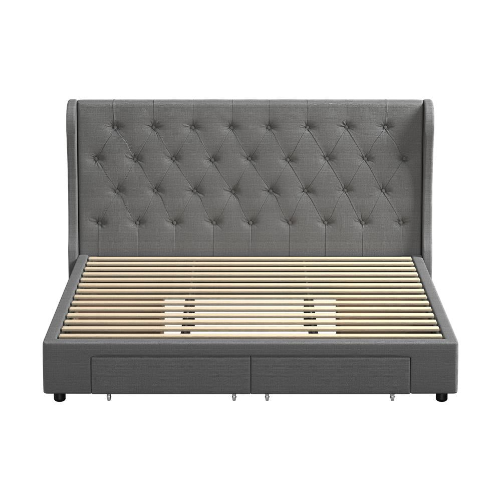 Oikiture Bed Frame King Size Frames with 4 Storage Drawers-Bed Frames-PEROZ Accessories