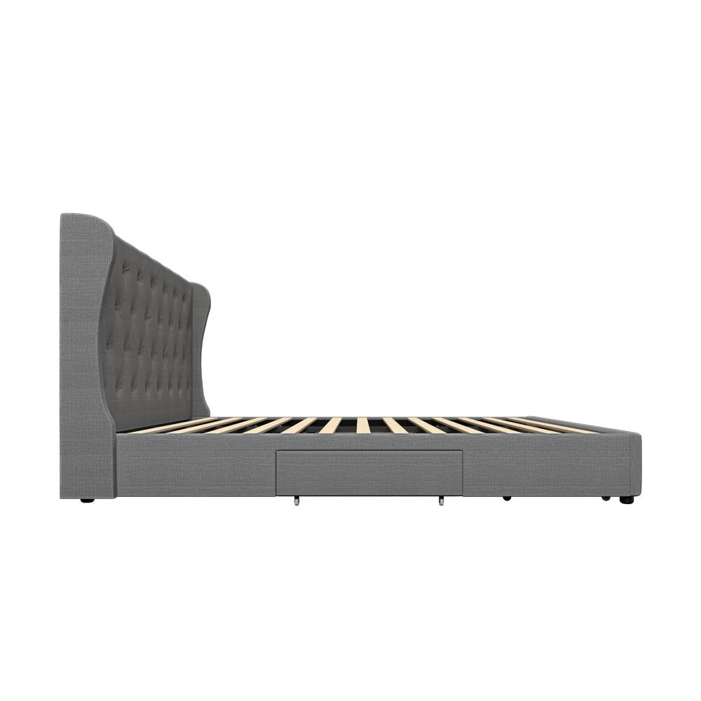 Oikiture Bed Frame Queen Size Frames with 4 Storage Drawers-Bed Frames-PEROZ Accessories