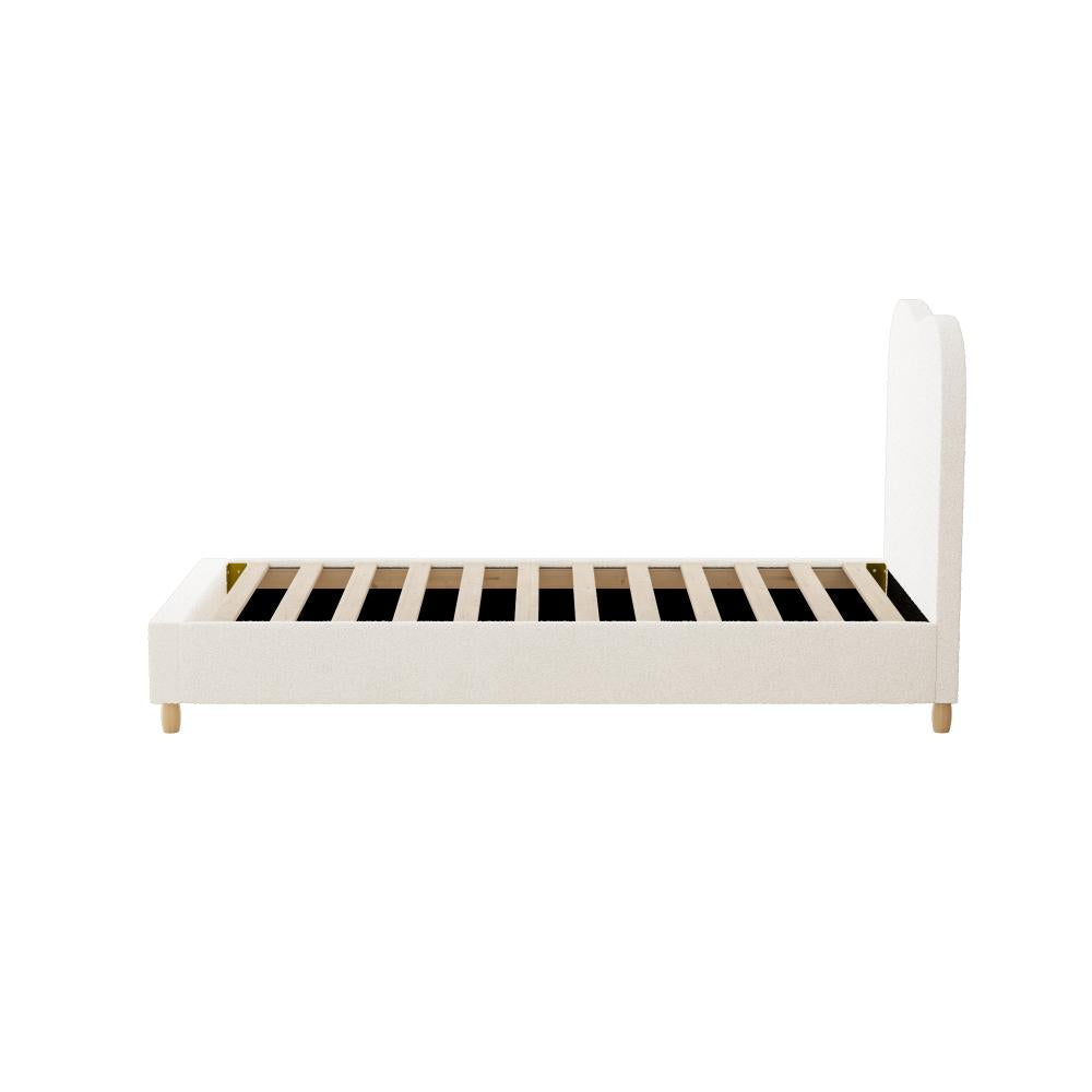 Oikiture Bed Frame Single Size White Boucle Cloud Shape-Bed Frames-PEROZ Accessories