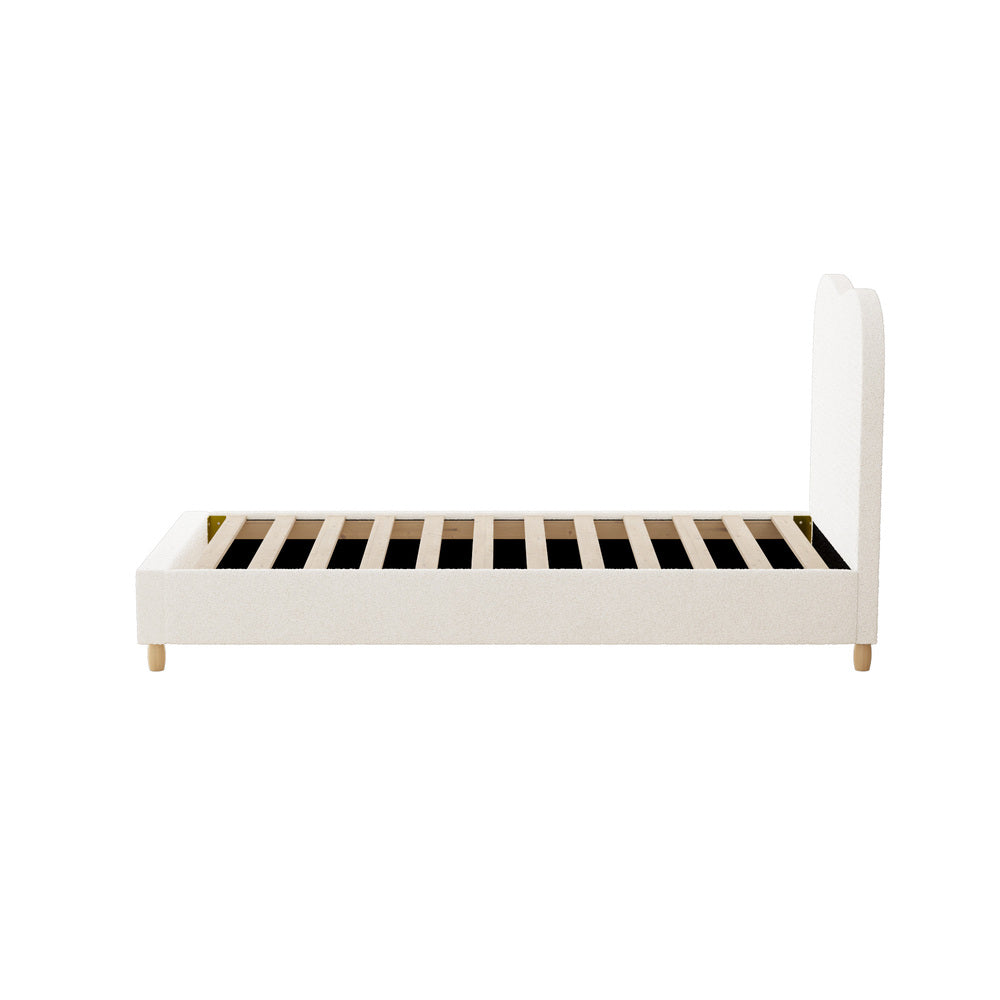 Oikiture Bed Frame Single Size White Boucle Cloud Shape-Bed Frames-PEROZ Accessories