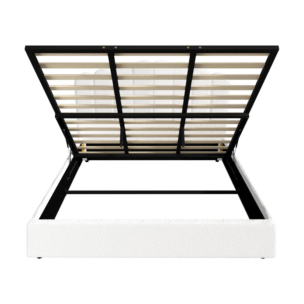 Oikiture Bed Frame King Size Gas Lift Beds Platform Boucle-Bed Frames-PEROZ Accessories