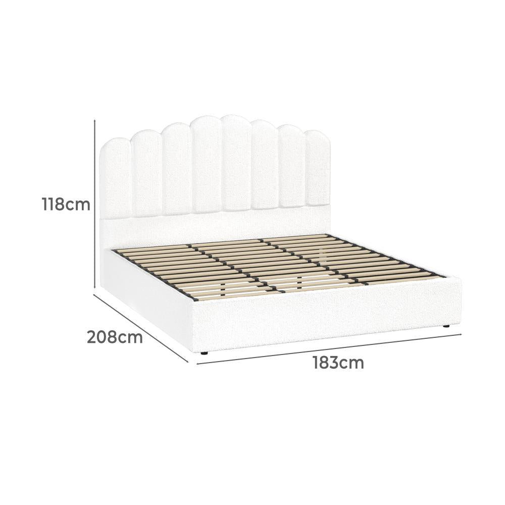 Oikiture Bed Frame King Size Gas Lift Beds Platform Boucle-Bed Frames-PEROZ Accessories