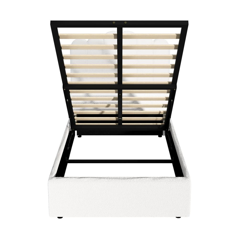 Oikiture Bed Frame King Single Size Gas Lift Beds Platform Boucle-Bed Frames-PEROZ Accessories