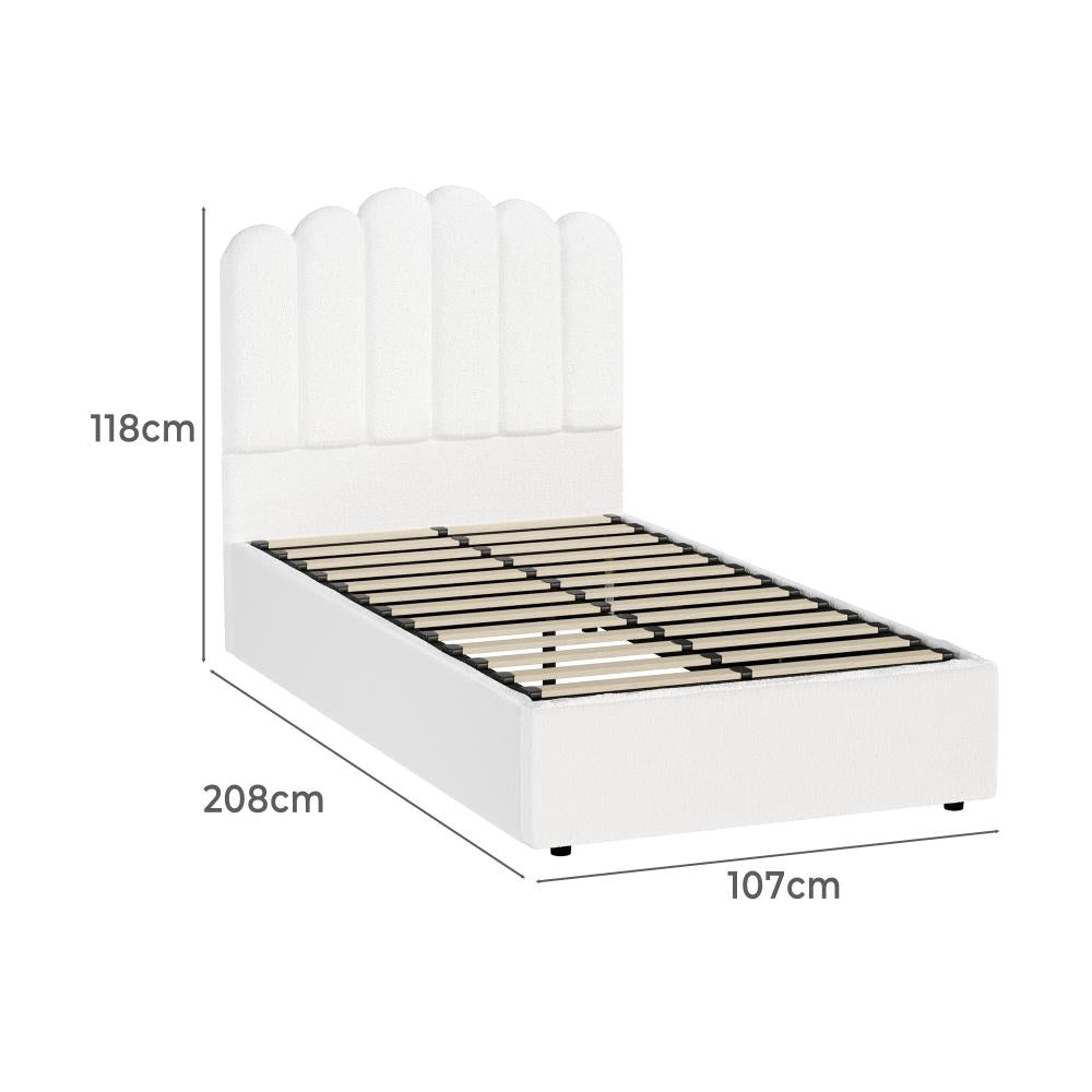 Oikiture Bed Frame King Single Size Gas Lift Beds Platform Boucle-Bed Frames-PEROZ Accessories
