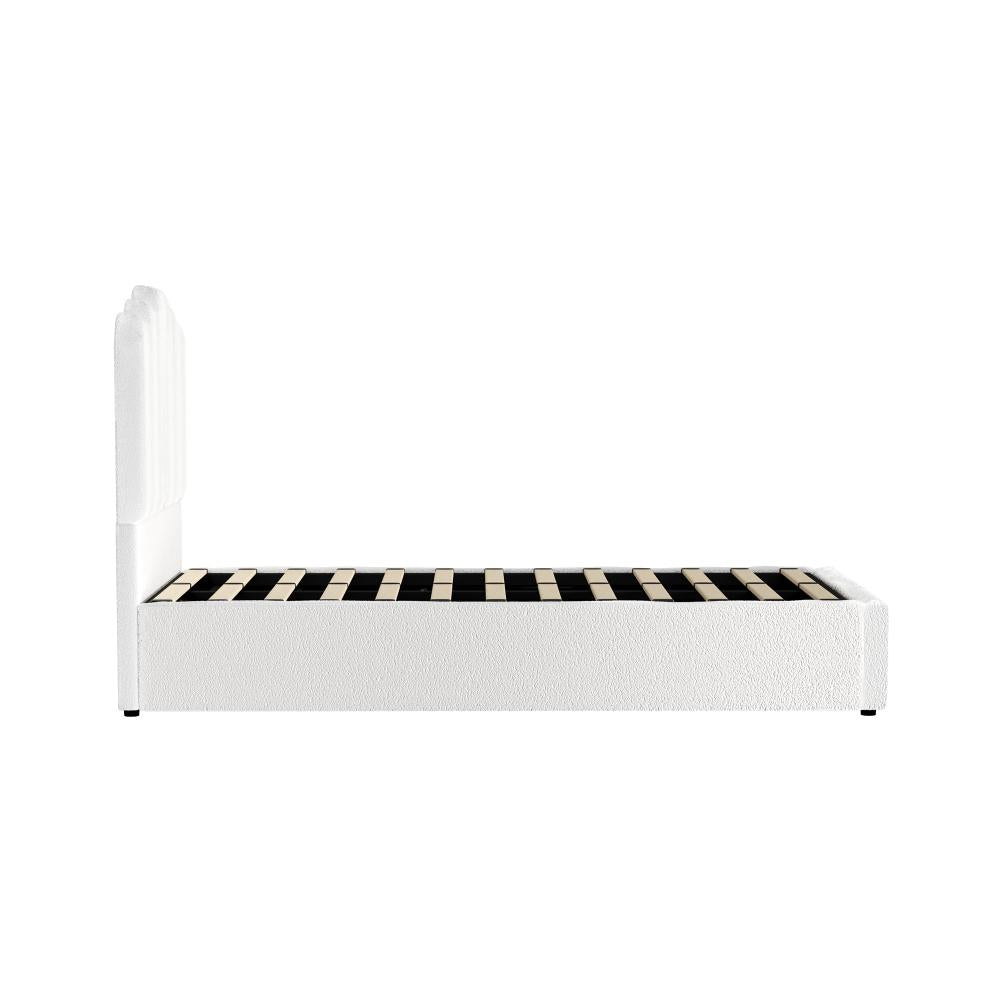 Oikiture Bed Frame King Single Size Gas Lift Beds Platform Boucle-Bed Frames-PEROZ Accessories