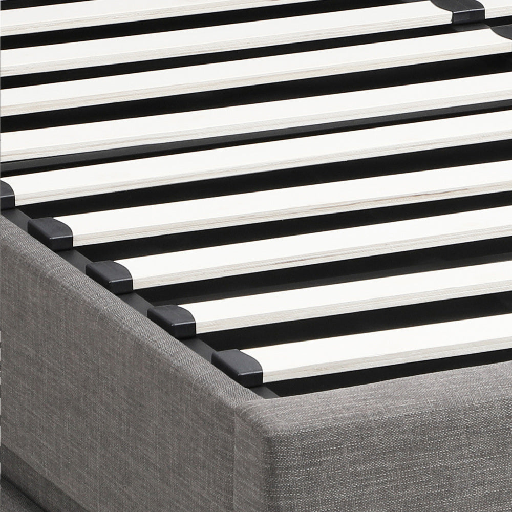 Oikiture Bed Frame Double Bed Frame LED Mattress Base with Gas Lift and Storage Space Grey-Bed Frames-PEROZ Accessories