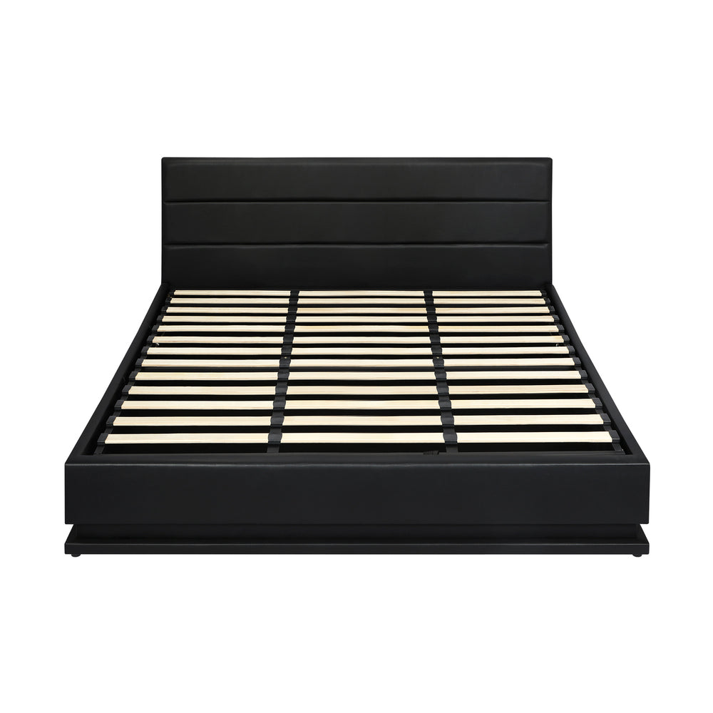 Oikiture King Bed Frame, RBG Mattress Base with Gas Lift and Storage Space Black-Bed Frames-PEROZ Accessories