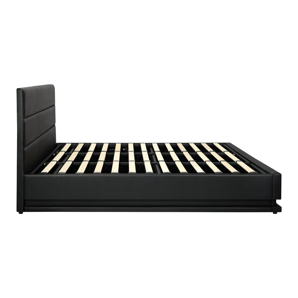 Oikiture King Bed Frame, RBG Mattress Base with Gas Lift and Storage Space Black-Bed Frames-PEROZ Accessories