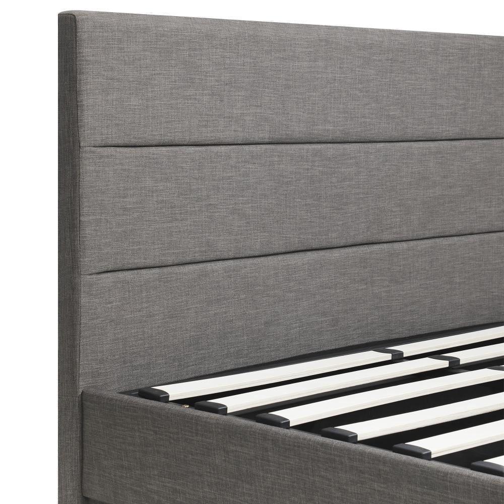 Oikiture Bed Frame King Bed Frame LED Mattress Base with Gas Lift and Storage Space Grey-Bed Frames-PEROZ Accessories