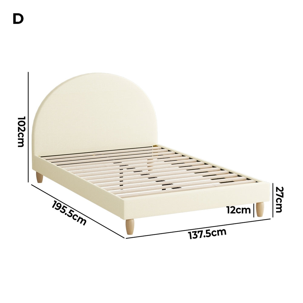 Oikiture Bed Frame Double Size Arched Beds Platform Beige Fabric-Bed Frames-PEROZ Accessories