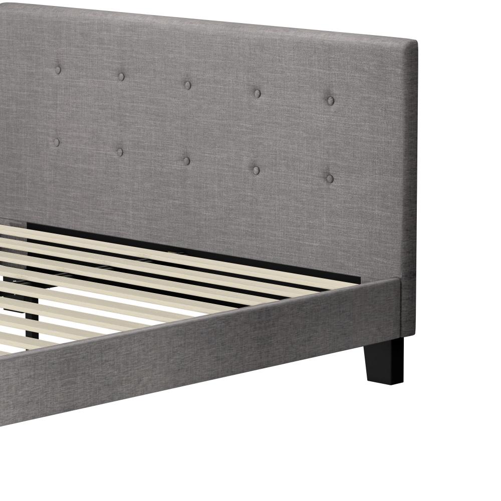 Oikiture Bed Frame Queen Size Wooden Fabric Grey-Bed Frames-PEROZ Accessories