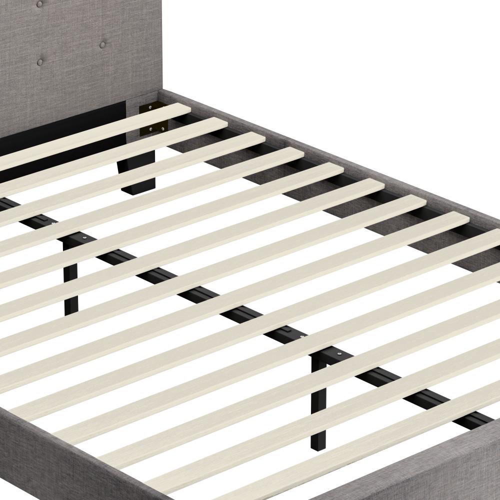 Oikiture Bed Frame Queen Size Wooden Fabric Grey-Bed Frames-PEROZ Accessories