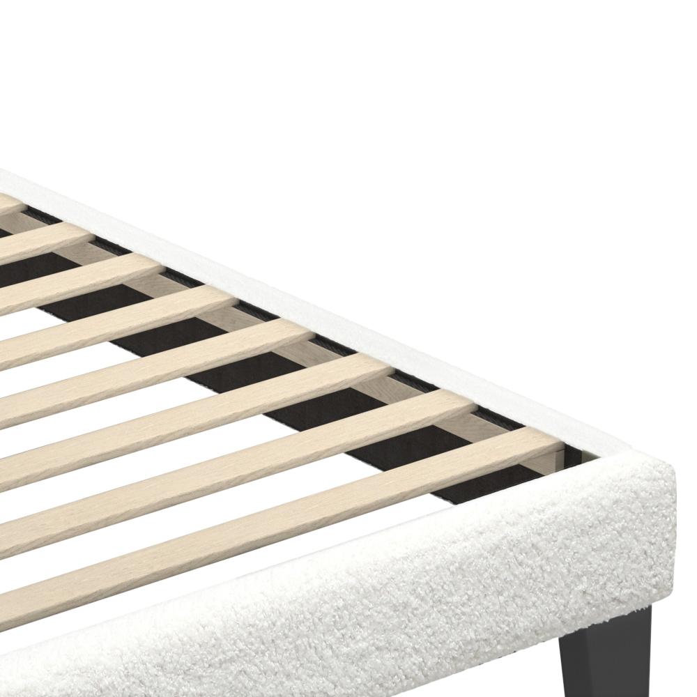 Oikiture Bed Frame Single Size White Boucle-Bed Frames-PEROZ Accessories