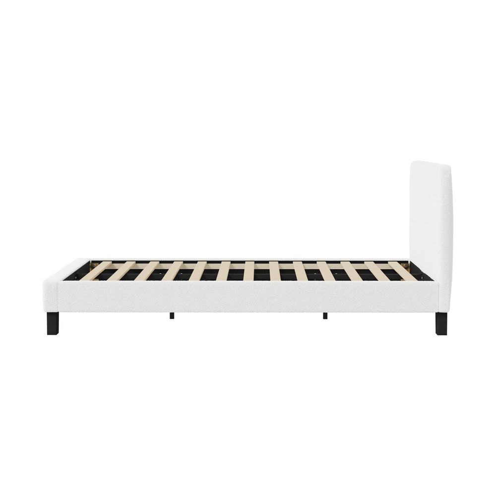Oikiture Bed Frame Double Size Base White Boucle TOFU-Bed Frame-PEROZ Accessories
