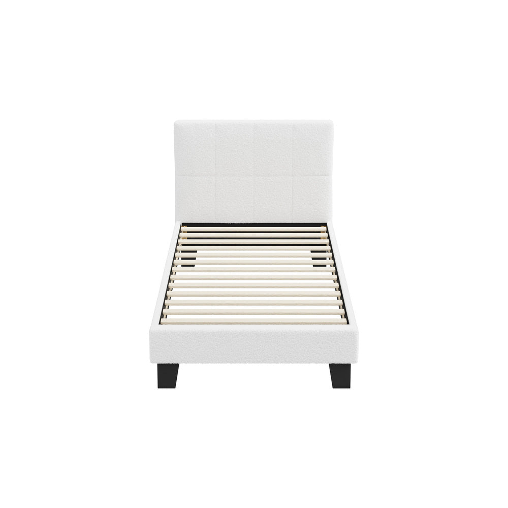 Oikiture Bed Frame Single Size Base White Boucle TOFU-Bed Frame-PEROZ Accessories