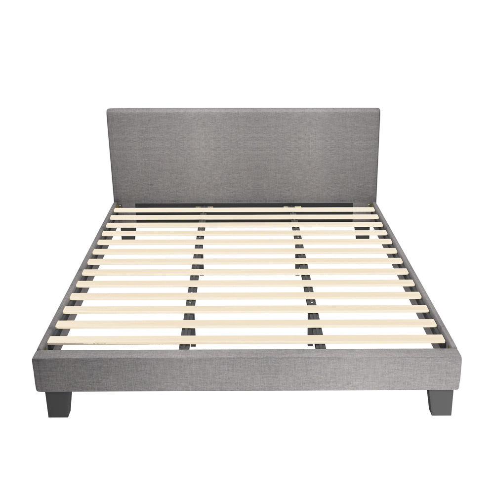 Oikiture Bed Frame King Size Mattress Base Platform Wooden Slats Grey Fabric-Bed Frames-PEROZ Accessories