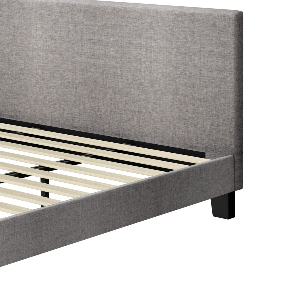 Oikiture Bed Frame King Size Mattress Base Platform Wooden Slats Grey Fabric-Bed Frames-PEROZ Accessories