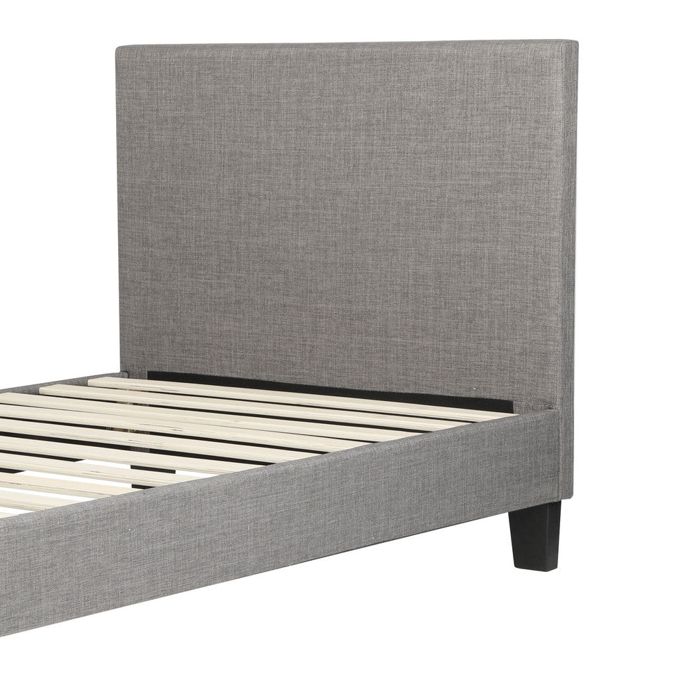 Oikiture Bed Frame Single Size Mattress Base Platform Wooden Slats Grey Fabric-Bed Frames-PEROZ Accessories