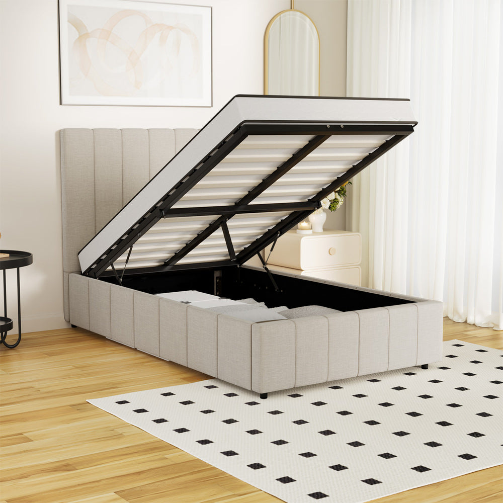 Oikiture Bed Frame King Single Gas Lift Storage Base VISH-Bed Frame-PEROZ Accessories