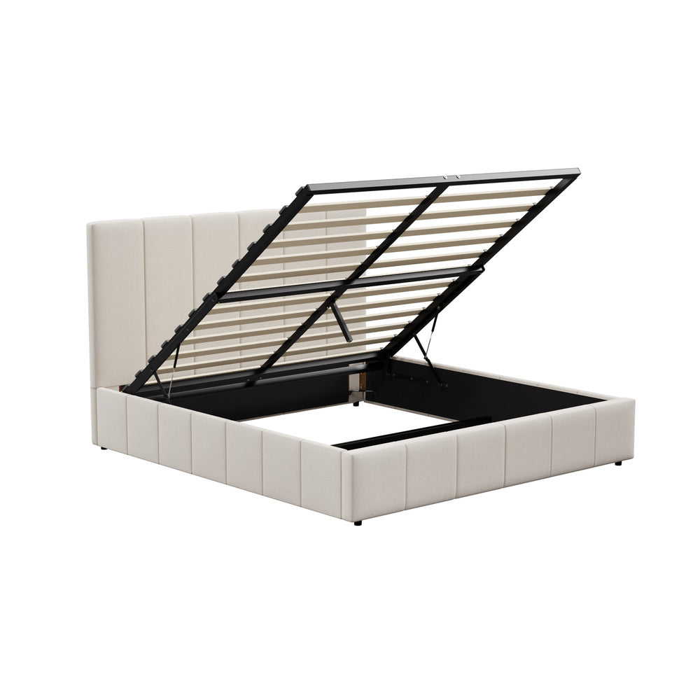 Oikiture Bed Frame Queen Size Gas Lift Storage Base VISH-Bed Frame-PEROZ Accessories