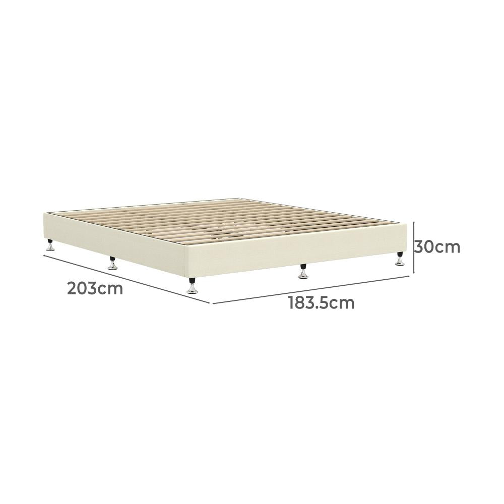 Oikiture Bed Frame King Size Bed Base Platform Beige-Bed Frames-PEROZ Accessories