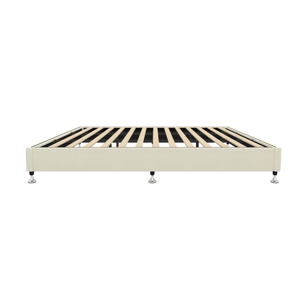 Oikiture Bed Frame King Size Bed Base Platform Beige-Bed Frames-PEROZ Accessories