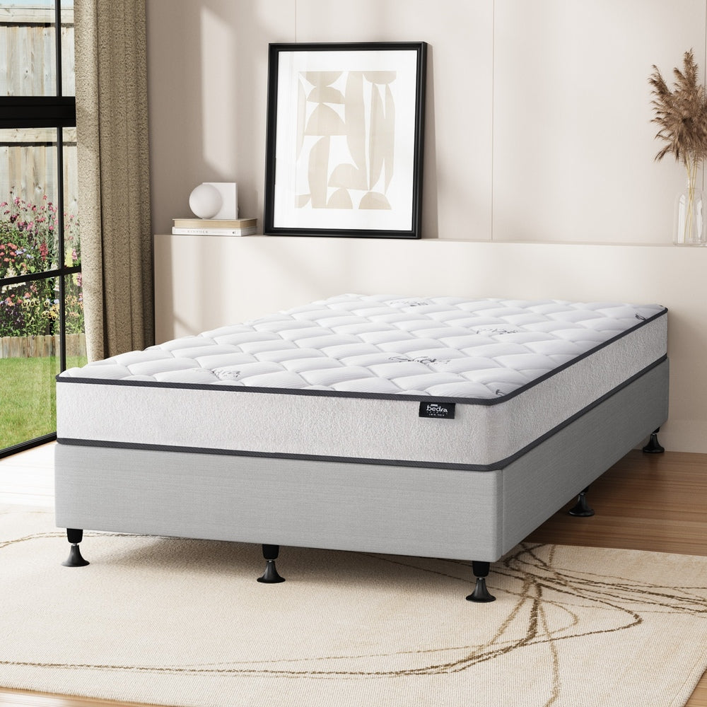 Oikiture Bed Frame Single Size Upholstered with Mattress Beige-Bed Frame-PEROZ Accessories