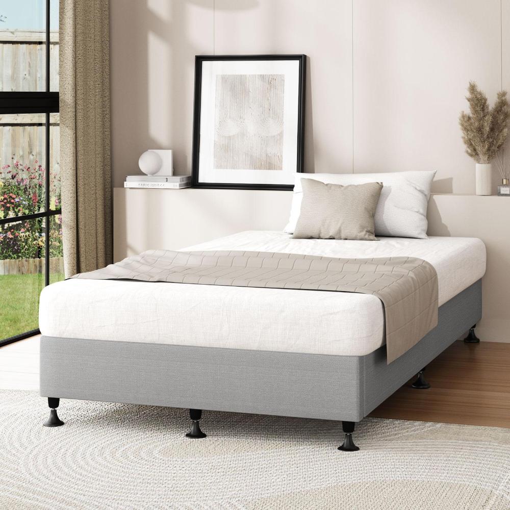 Oikiture Bed Frame Single Size Bed Base Platform Grey-Bed Frames-PEROZ Accessories