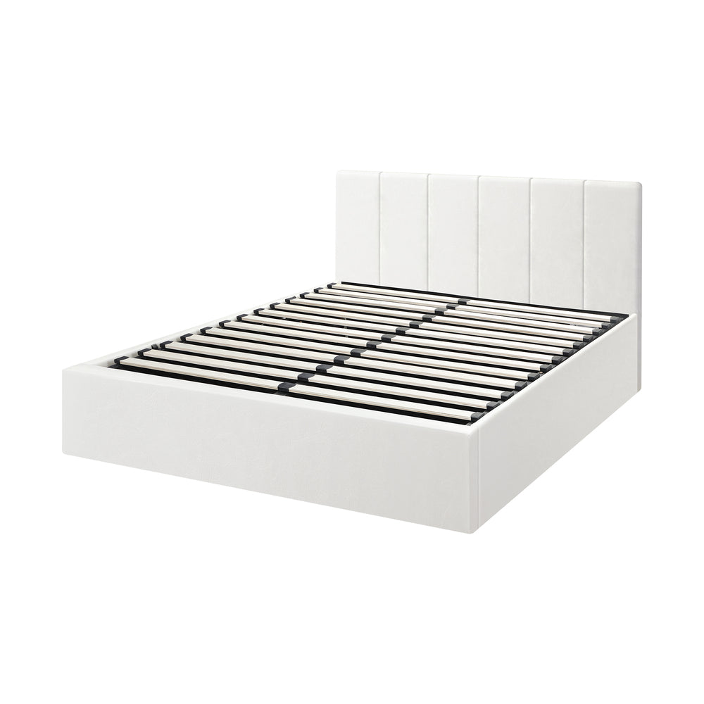 Oikiture Bed Frame Double Size Gas Lift Base PU Leather ZOE-Bed Frame-PEROZ Accessories