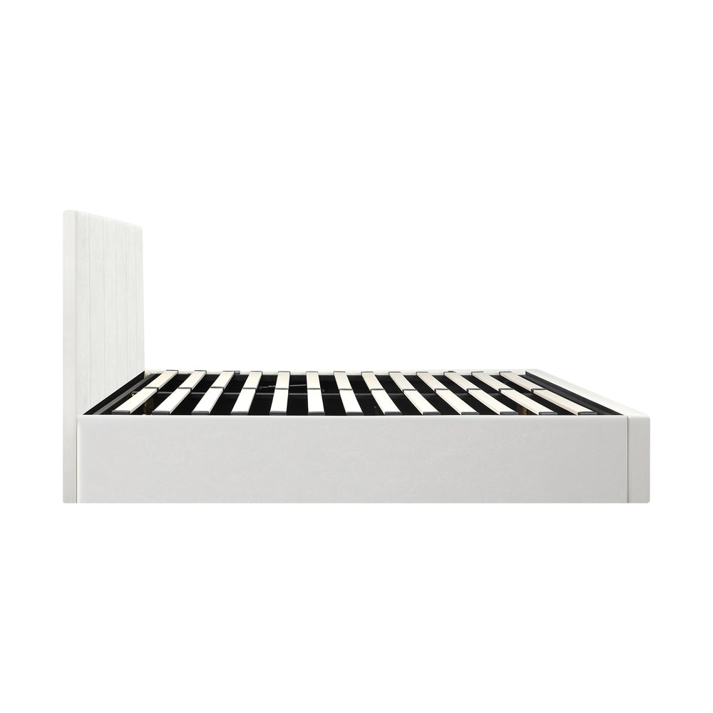 Oikiture Bed Frame Double Size Gas Lift Base PU Leather ZOE-Bed Frame-PEROZ Accessories