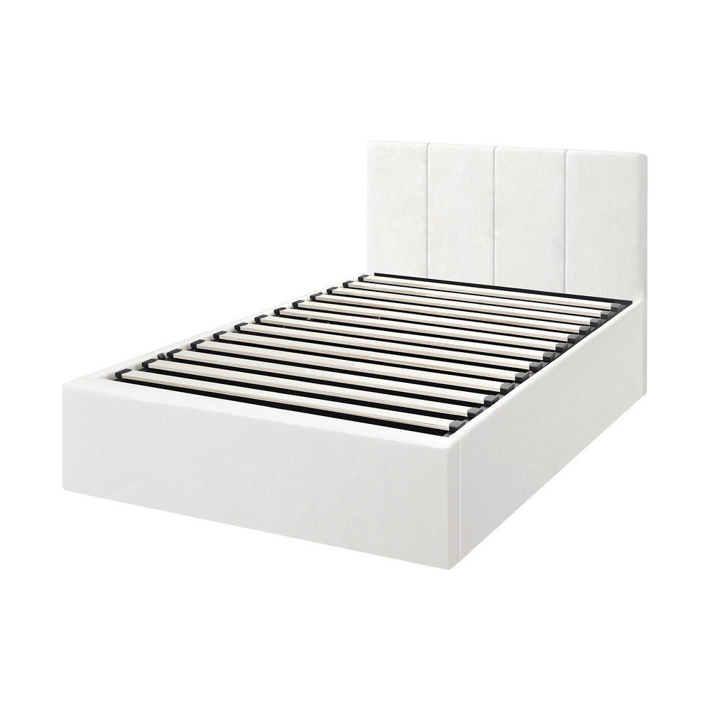 Oikiture Bed Frame Single Size Gas Lift Base PU Leather ZOE-Bed Frame-PEROZ Accessories
