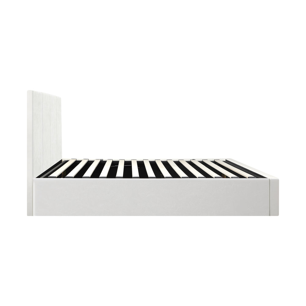 Oikiture Bed Frame Single Size Gas Lift Base PU Leather ZOE-Bed Frame-PEROZ Accessories
