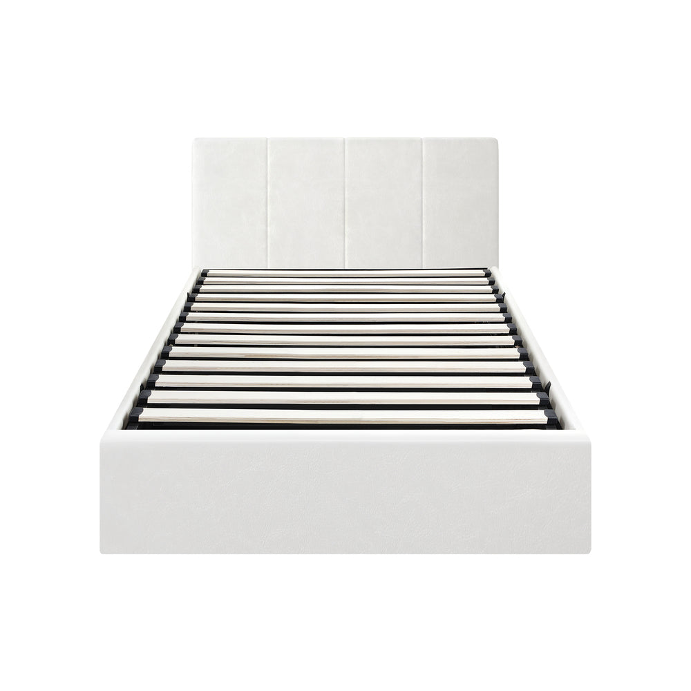 Oikiture Bed Frame Single Size Gas Lift Base PU Leather ZOE-Bed Frame-PEROZ Accessories