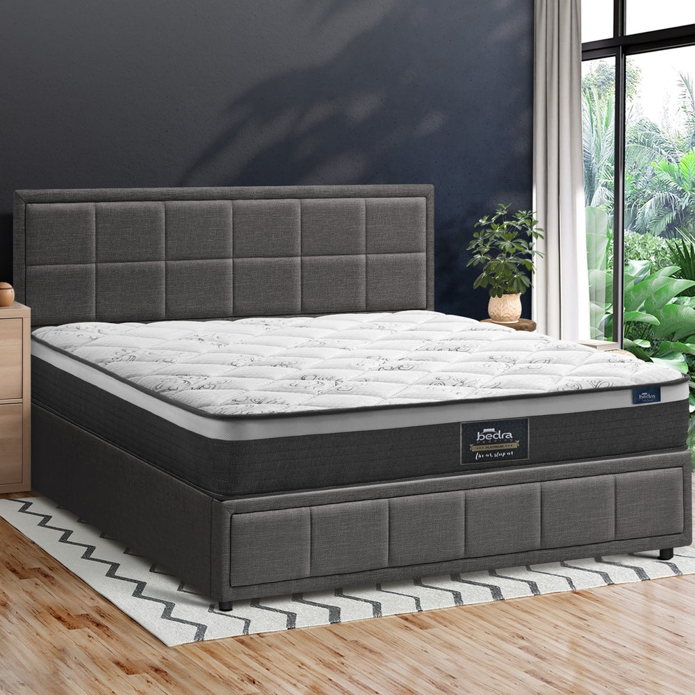 Oikiture Bed Frame With Mattress Set King Size Gas Lift Grey BOSS-Bed Frame-PEROZ Accessories