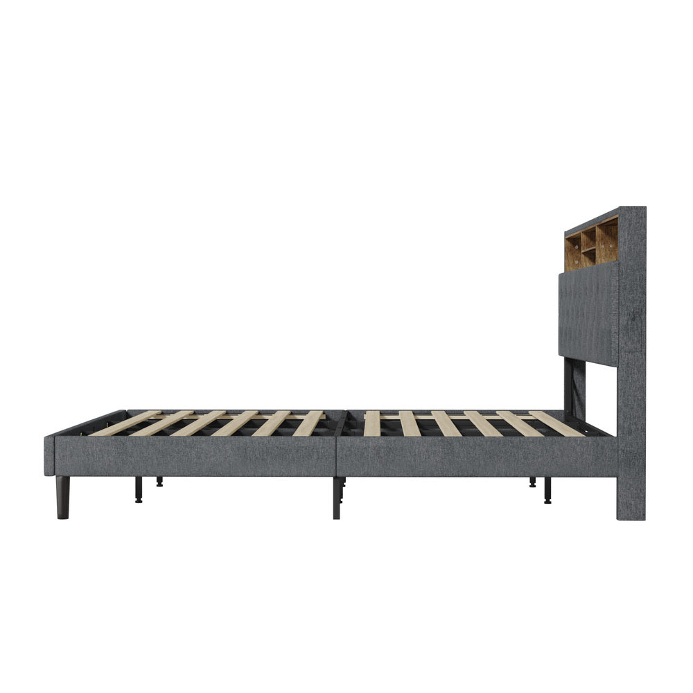 Oikiture Bed Frame with LED Storage Bedhead King Size NOVI-Bed Frame-PEROZ Accessories