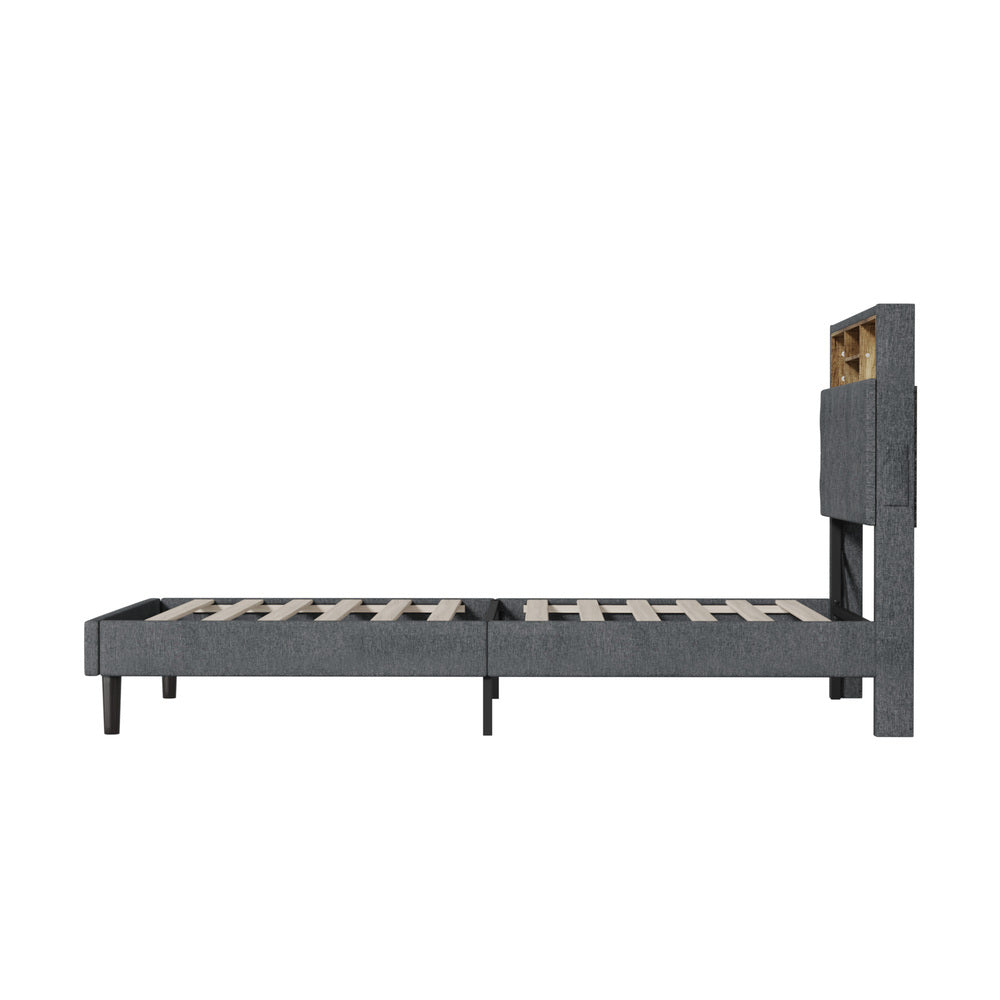 Oikiture Bed Frame with LED Storage Bedhead King Single Size NOVI-Bed Frame-PEROZ Accessories