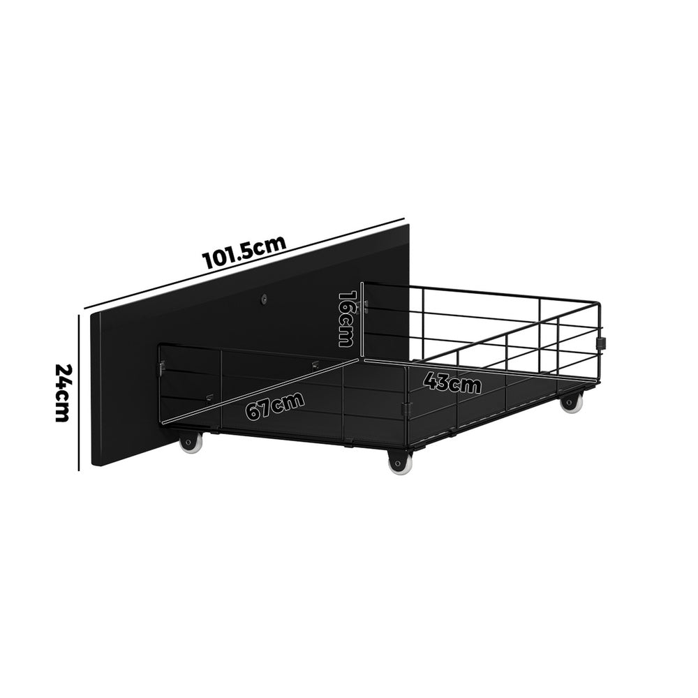 Oikiture 4x Trundle Drawers for Bed Frame with Wheels Metal Black-Bed Frame-PEROZ Accessories