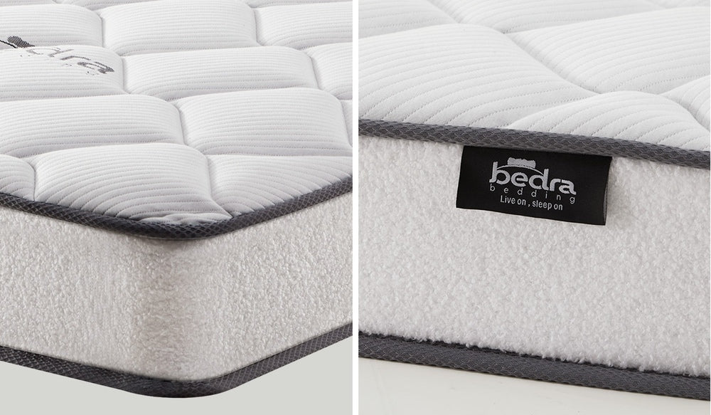 Oikiture Bed Frame with Mattress Single Size Pink Velvet-Bed Frame-PEROZ Accessories