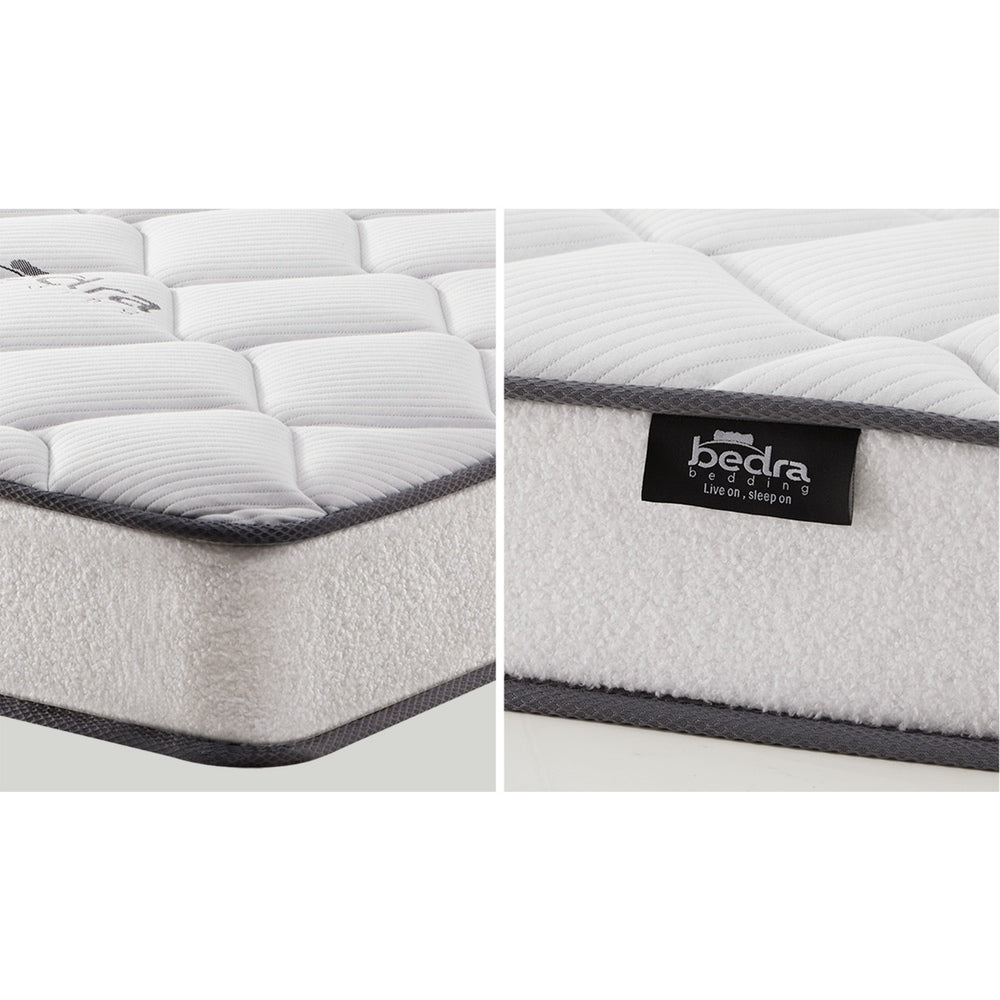 Oikiture Bed Frame with Mattress Single Size White Boucle-Bed Frame-PEROZ Accessories