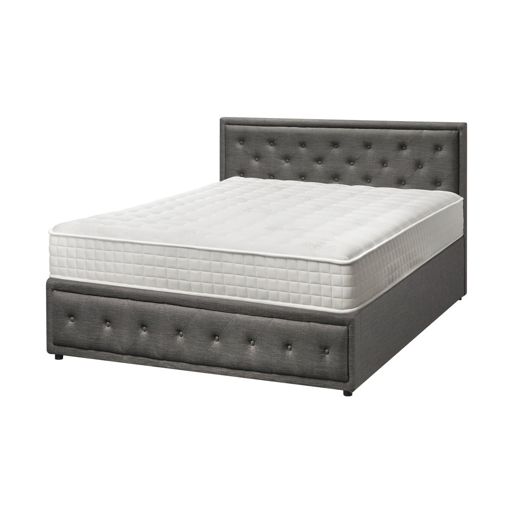Oikiture Bed Frame with Mattress King Size Gas Lift Grey Fabric-Bed Frame-PEROZ Accessories