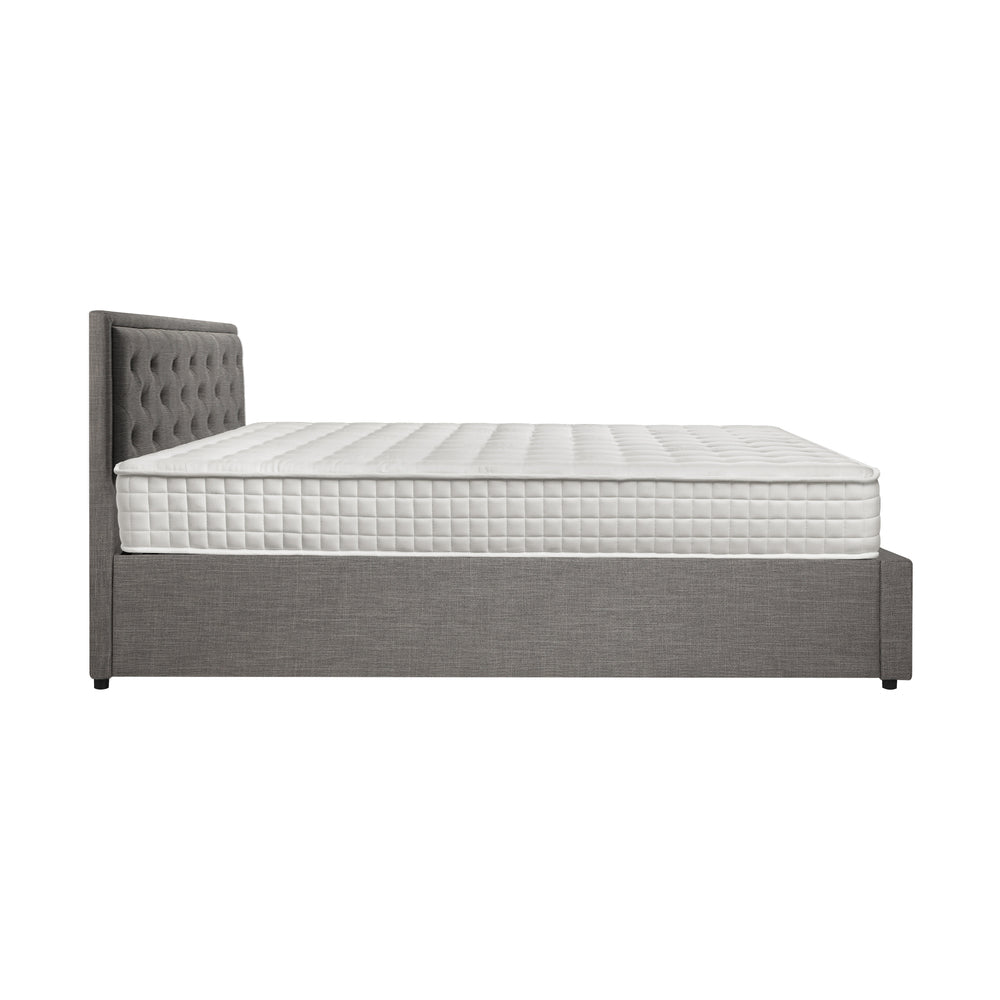 Oikiture Bed Frame with Mattress King Size Gas Lift Grey Fabric-Bed Frame-PEROZ Accessories