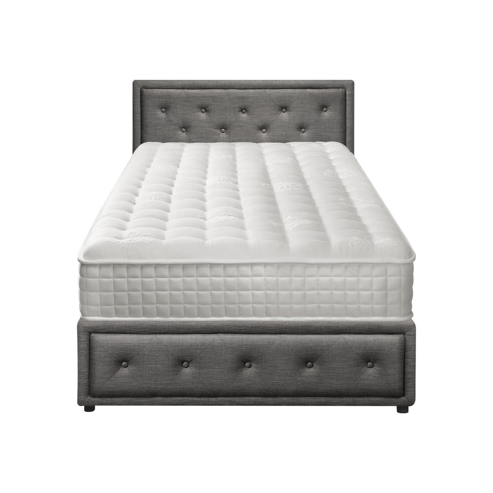 Oikiture Bed Frame with Mattress King Single Gas Lift Grey Fabric-Bed Frame-PEROZ Accessories