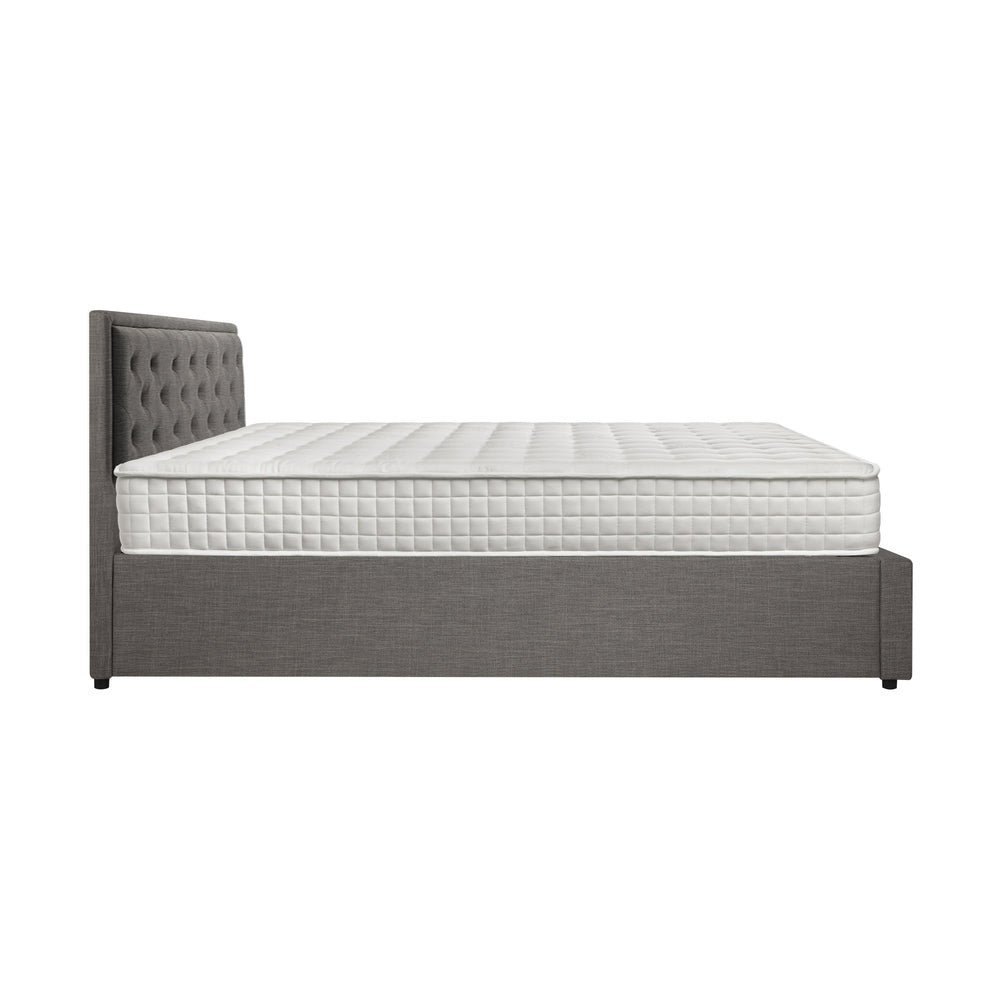 Oikiture Bed Frame with Mattress King Single Gas Lift Grey Fabric-Bed Frame-PEROZ Accessories