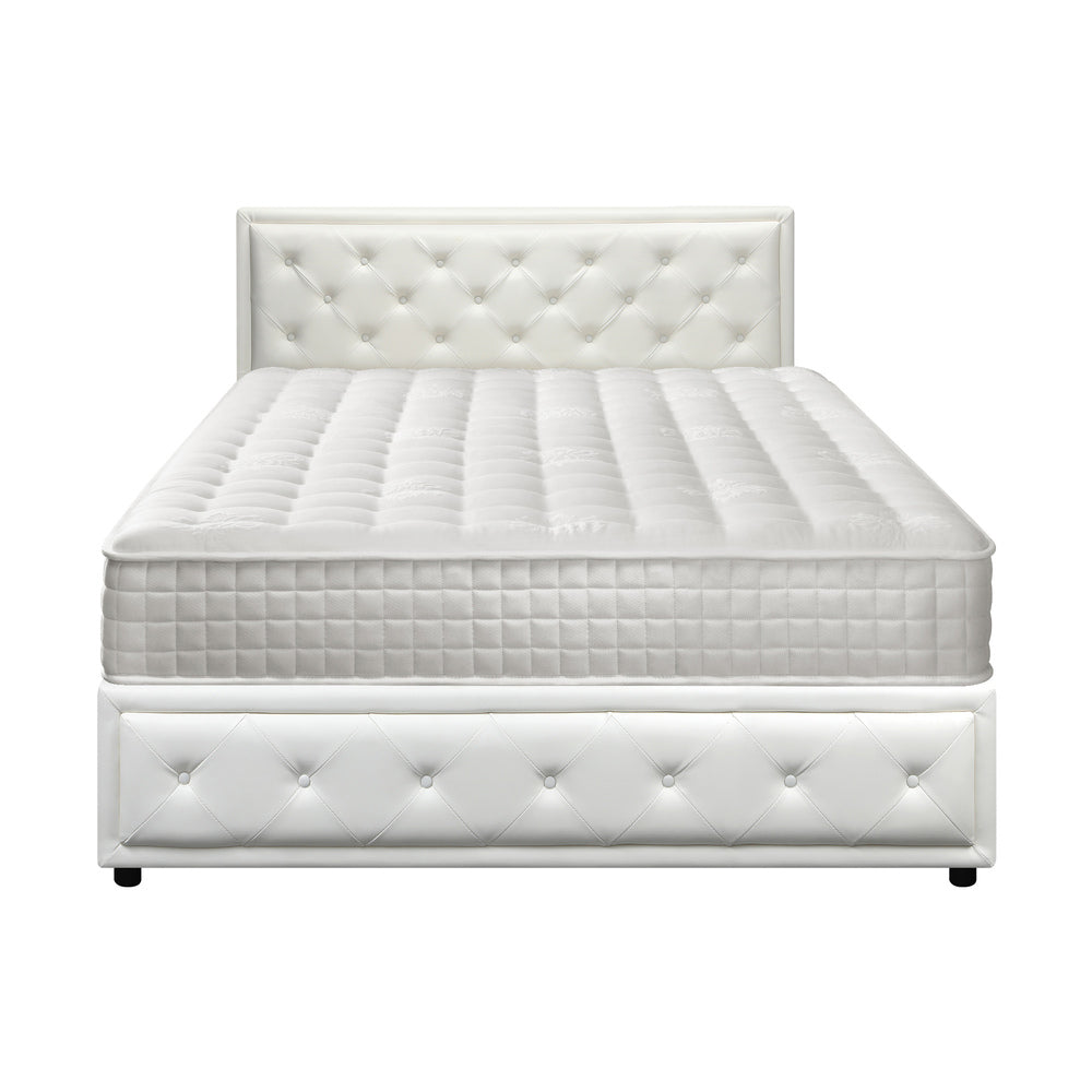 Oikiture Bed Frame with Mattress Queen Size Gas Lift White-Bed Frame-PEROZ Accessories