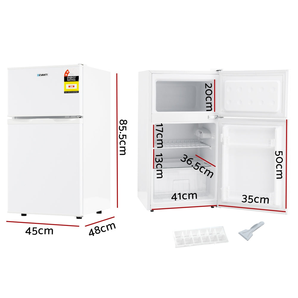 Devanti 80L Bar Fridge Mini Freezer Refrigerator White-Appliances > Fridges & Freezers > Fridges-PEROZ Accessories