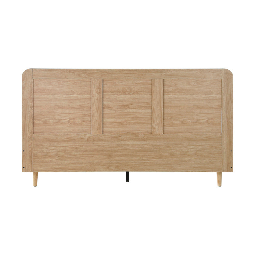 Oikiture Bed Frame King Size Wooden Bed Frame Rattan Headboard-Bed Frames-PEROZ Accessories
