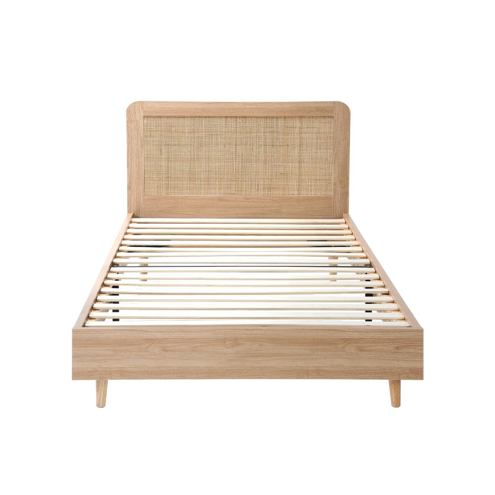 Oikiture Bed Frame King Single Size Wooden Bed Frame Rattan Headboard-Bed Frames-PEROZ Accessories