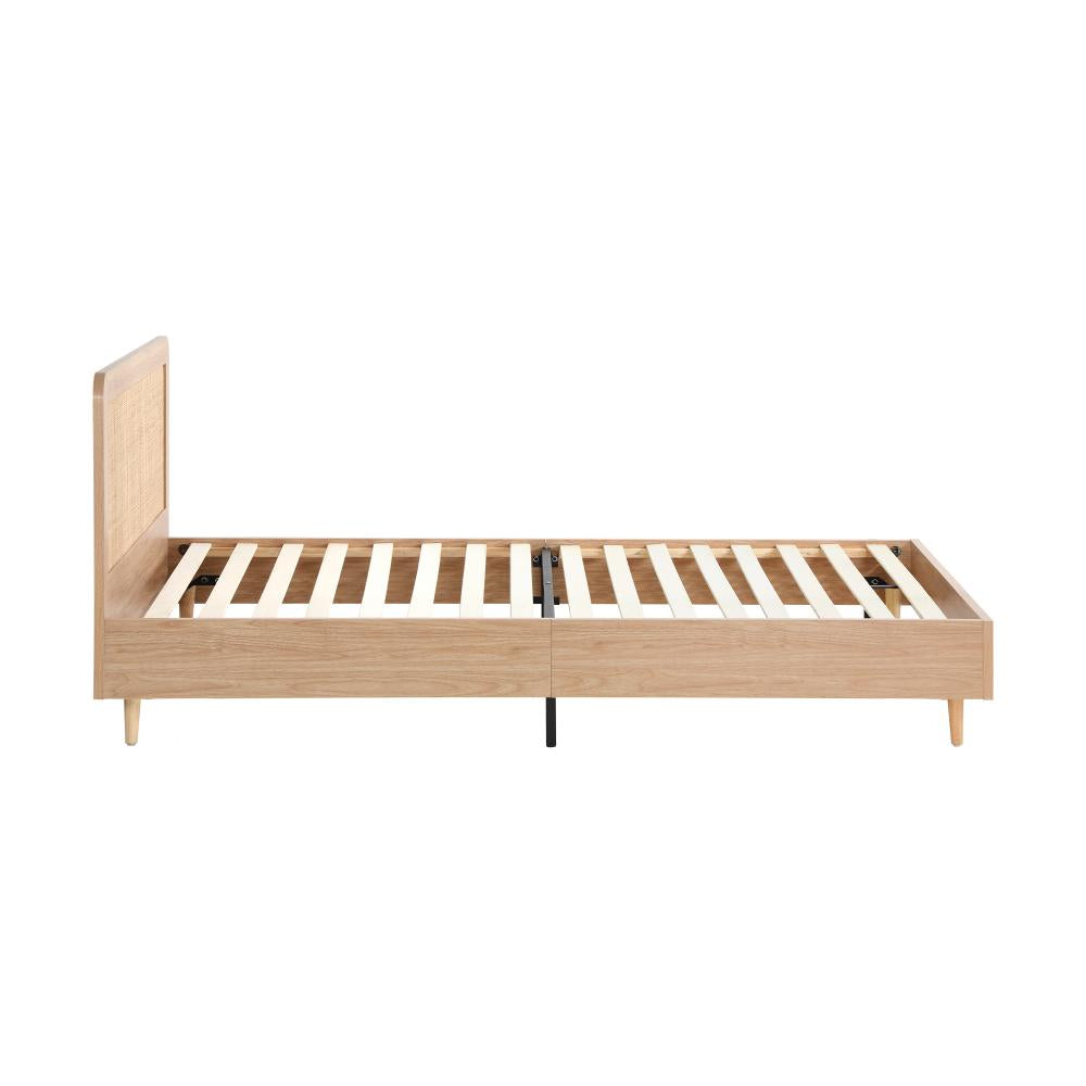 Oikiture Bed Frame King Single Size Wooden Bed Frame Rattan Headboard-Bed Frames-PEROZ Accessories